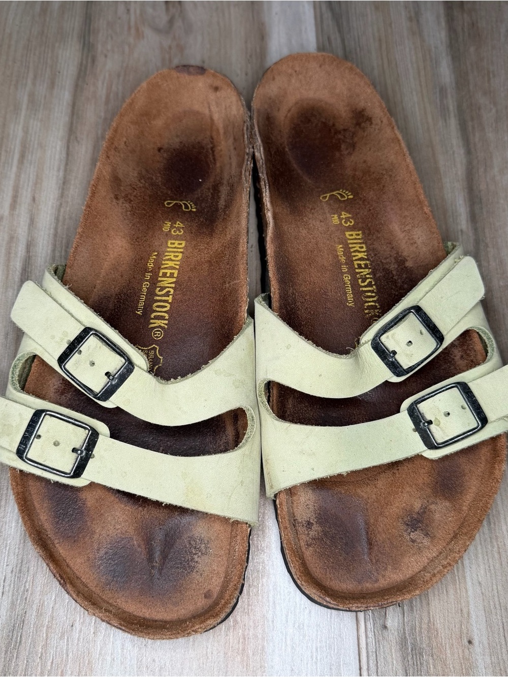 Birkenstock Ibiza Two Strap Light Green Mens Leather Sandals Sz US 10 / EUR 43 - Picture 3 of 9